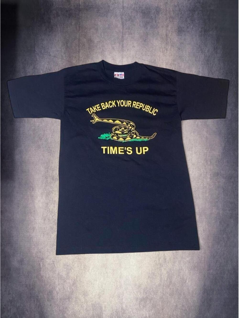 Vintage 90s black and yellow "Take Back Your Republic" T-shirt